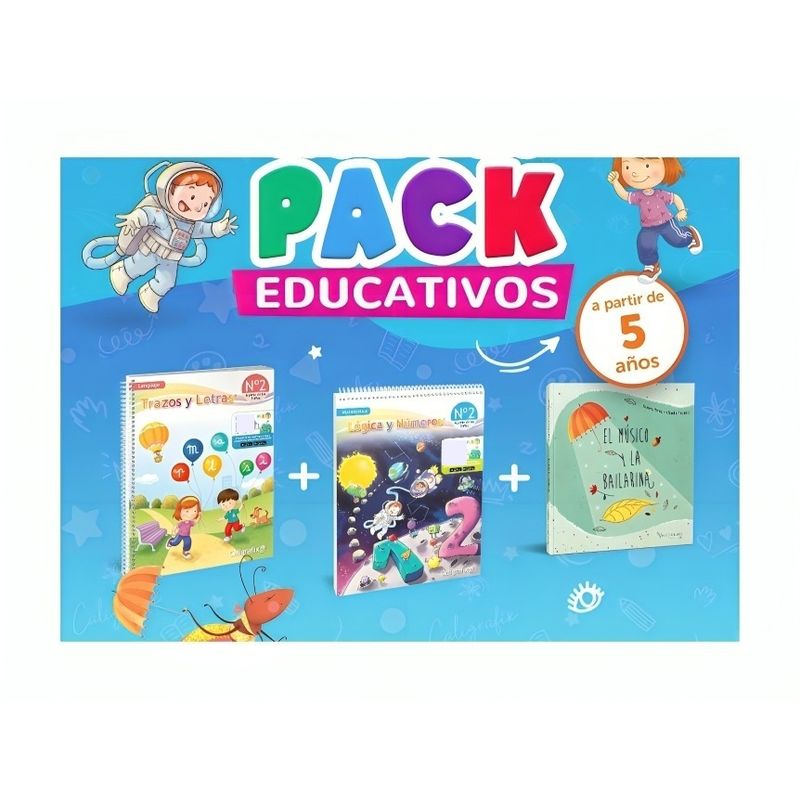 TOP10BOOKS - TEXTO PACK KINDER TRAZOS Y LETRAS 2 + LÓGICA Y NÚMEROS 2 + EL MÚSICO Y LA BAILA