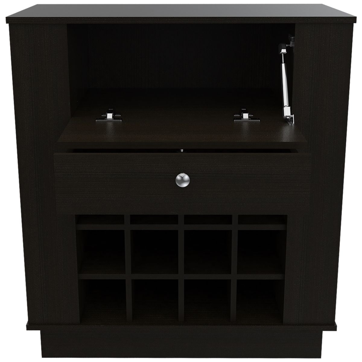 FMFURNITURE - Bar Bajo 12 Botelleros 1 Cajon Fm-010N - Negro