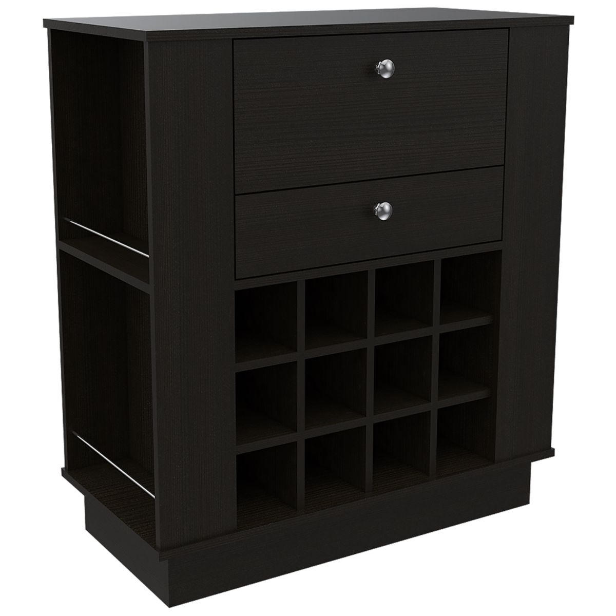 FMFURNITURE - Bar Bajo 12 Botelleros 1 Cajon Fm-010N - Negro