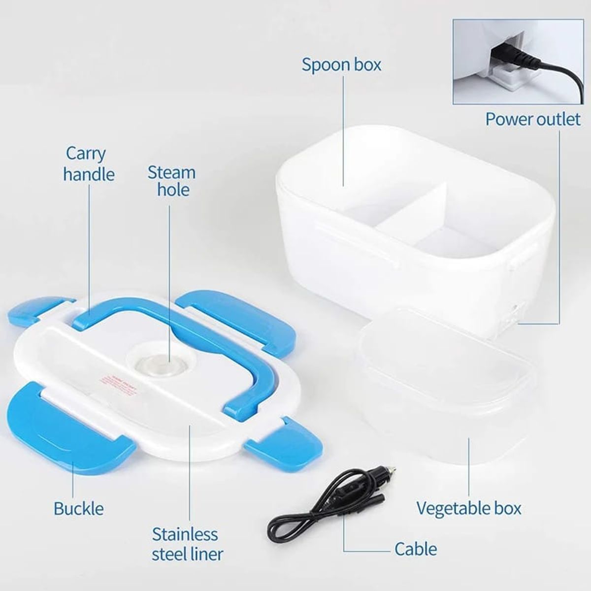 GENERICO - Lonchera Fiambrera Eléctrica Portátil Celeste