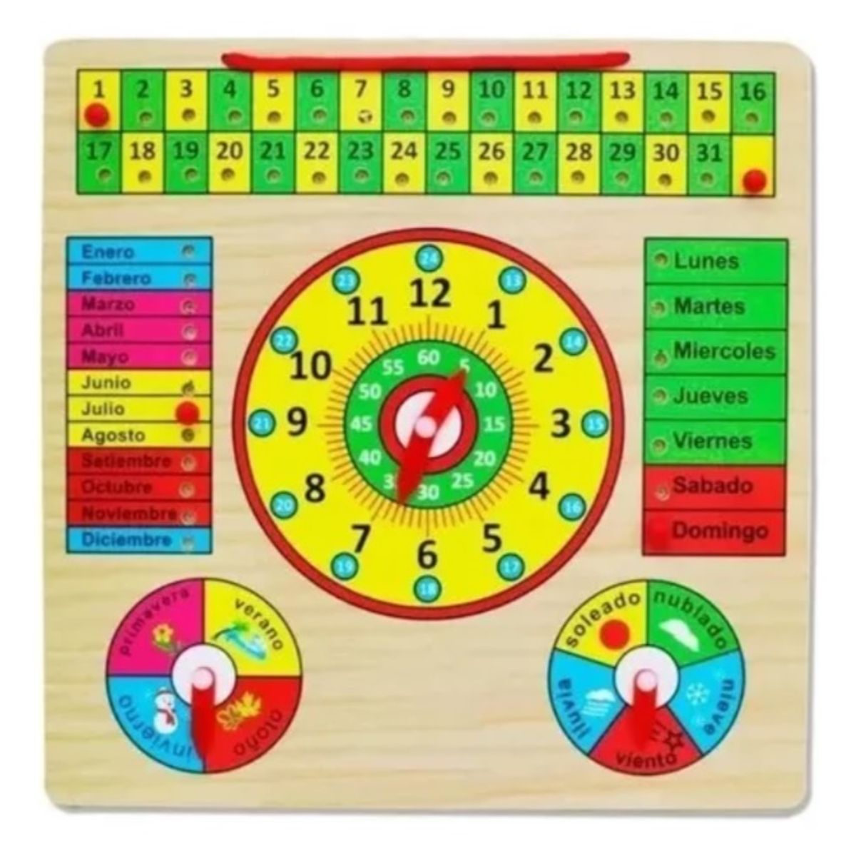 GENERICO - Juguete De Madera Reloj Calendario