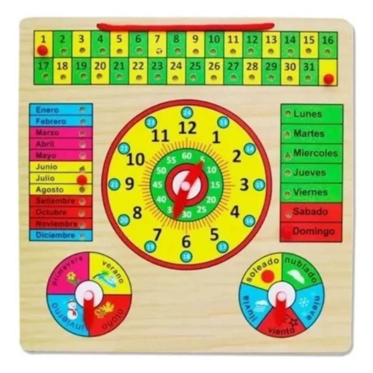 GENERICO - Juguete De Madera Reloj Calendario