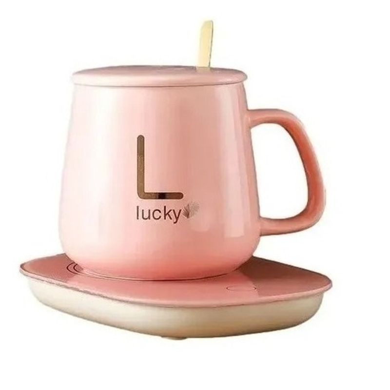 GENERICO - Taza Con Calentador Eléctrico 55°c Tazón Para Café Té Leche Rosado