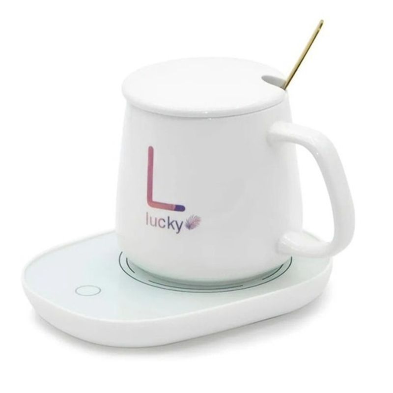 GENERICO - Taza Con Calentador Eléctrico 55°c Tazón Para Café Té Leche Blanco