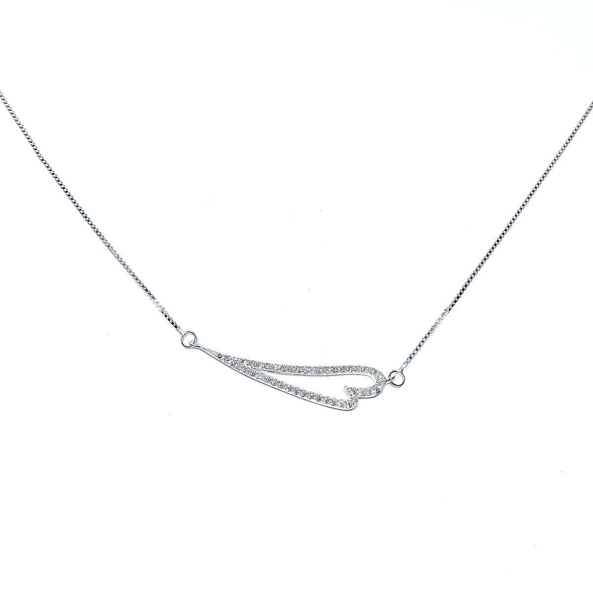 ANDREA COGGIOLA JOYAS - Collar Corazón Circón Plata Fina 925 46cm