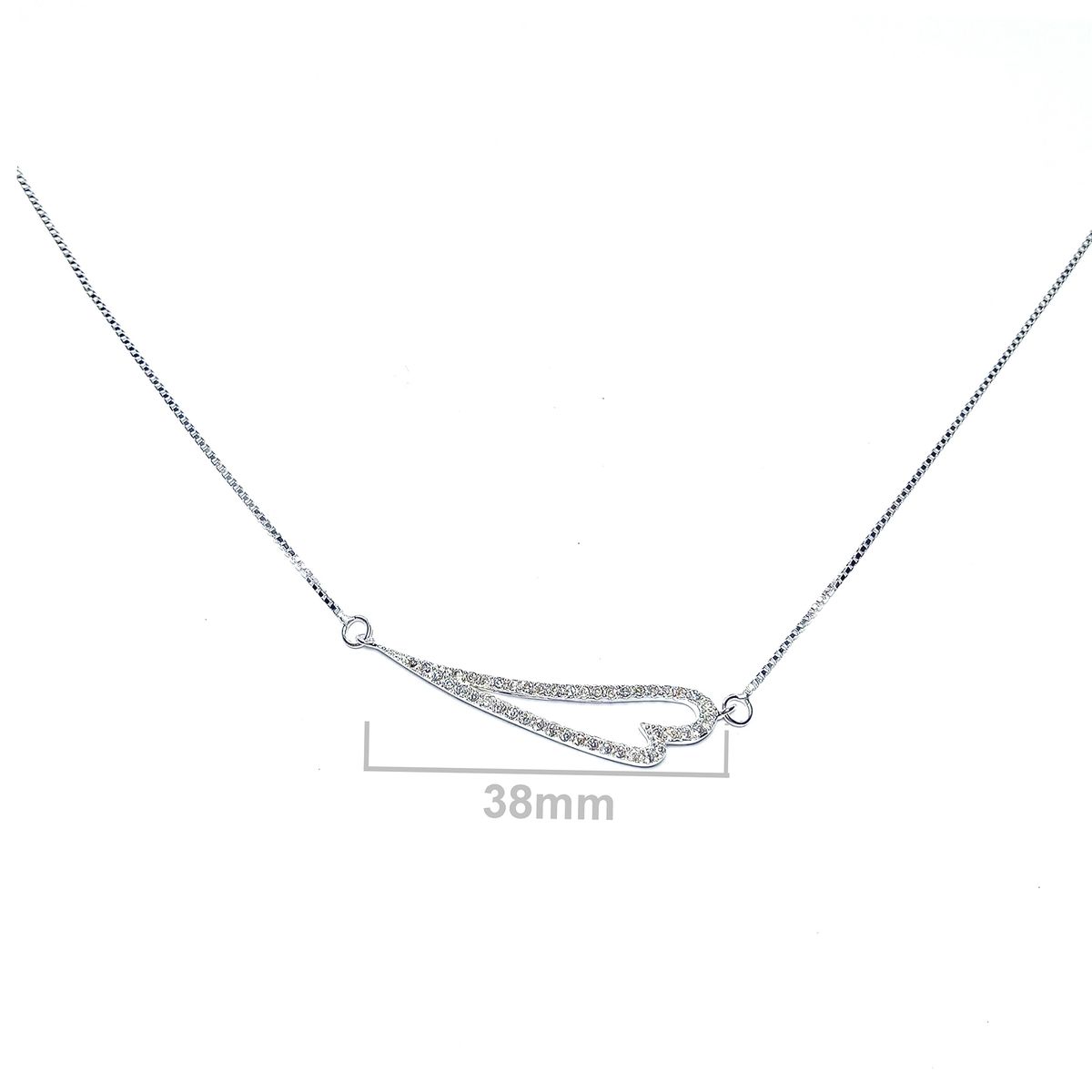ANDREA COGGIOLA JOYAS - Collar Corazón Circón Plata Fina 925 46cm