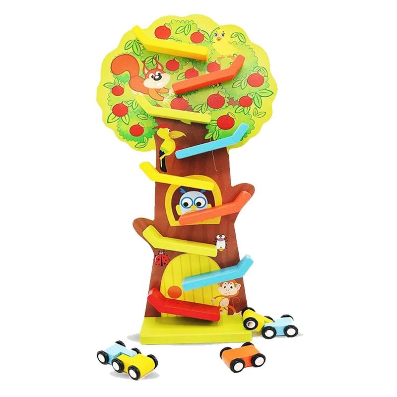 SPACEZAT - Pista Arbol De Autos Juguete Didáctico De Madera Para Niños