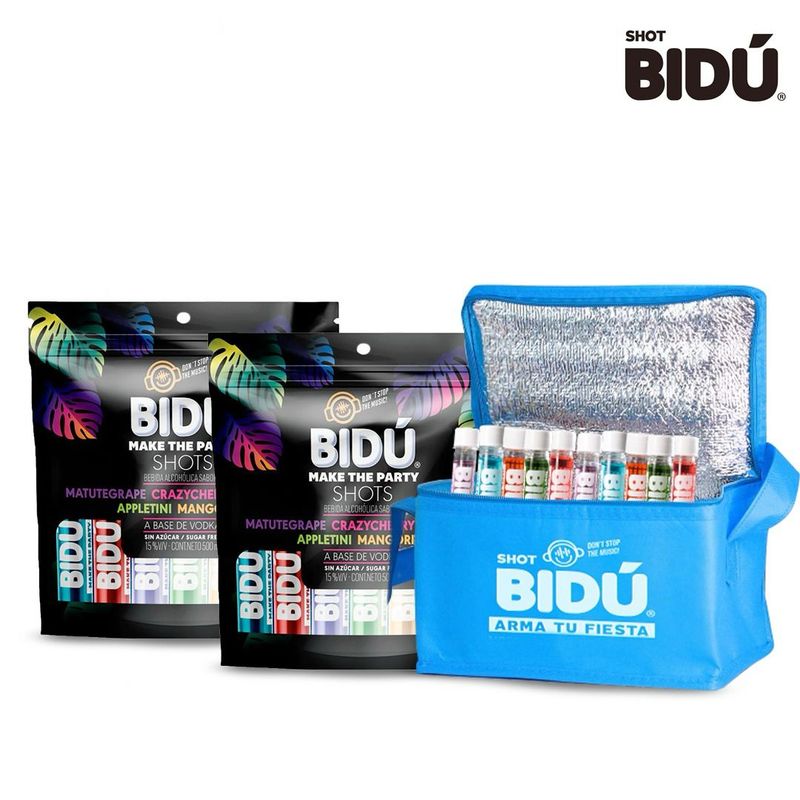 GENERICO - 2x Vodka Bidú 20 Shots 15° 30cc + Cooler Bag de regalo