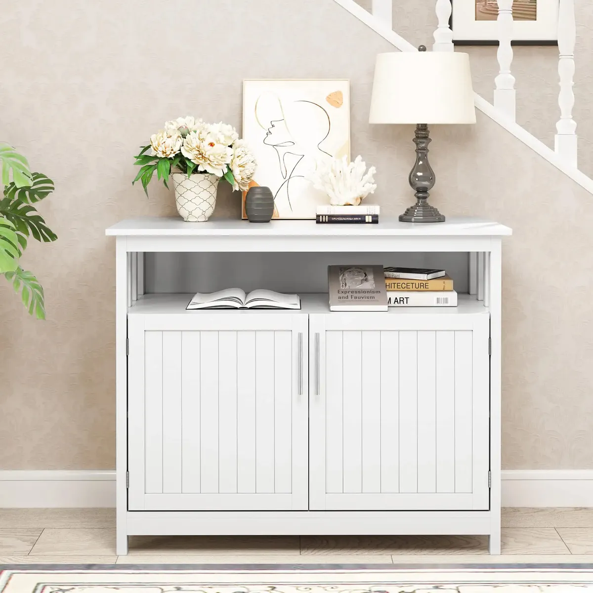 HOMIMAD - MUEBLE BUFFET APARADOR BLANCO PARA LIVING COMEDOR O SALA DE ESTAR