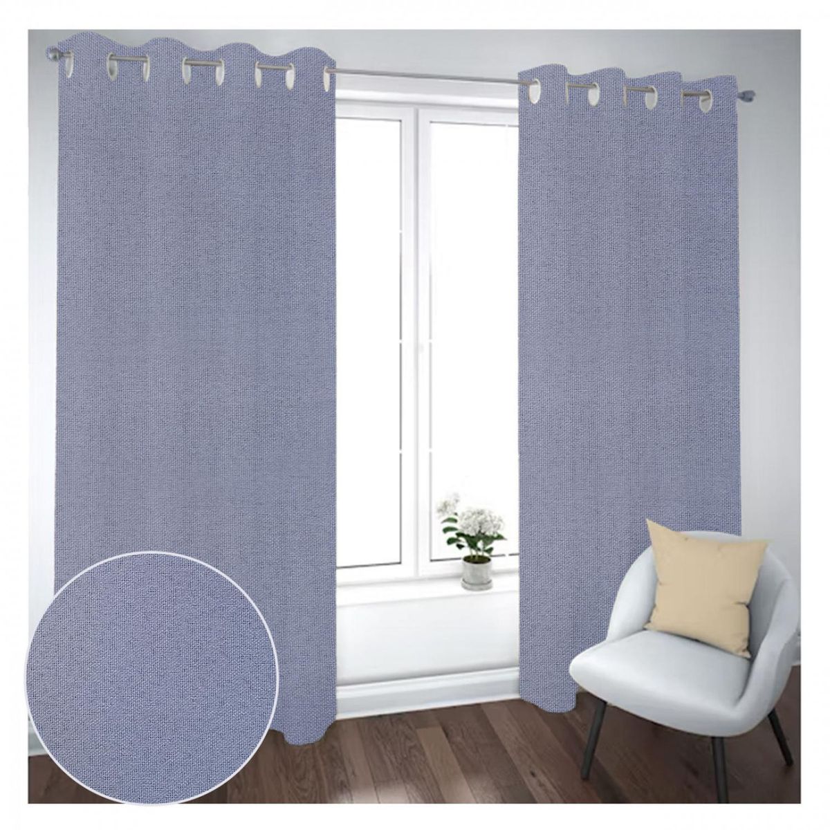 GENERICO - Cortina Black Out 2 Paños Decorativa Gris Liso N°5 (140X230)