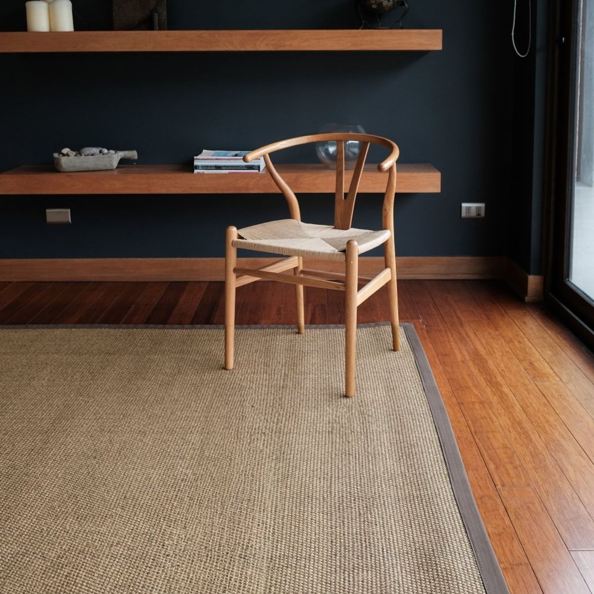GENERICO - Alfombra Sisal Natural Borde Café 170x240 cm KF731
