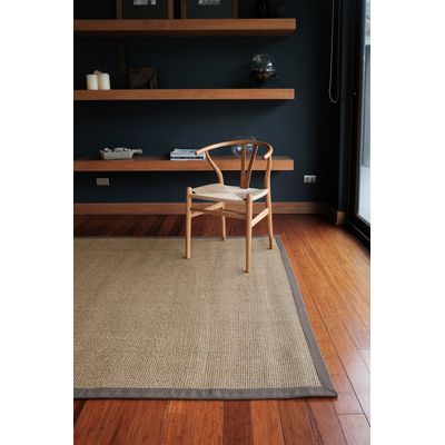 Imagen 2 del producto Alfombra Sisal Natural Borde Café 170x240 cm KF731