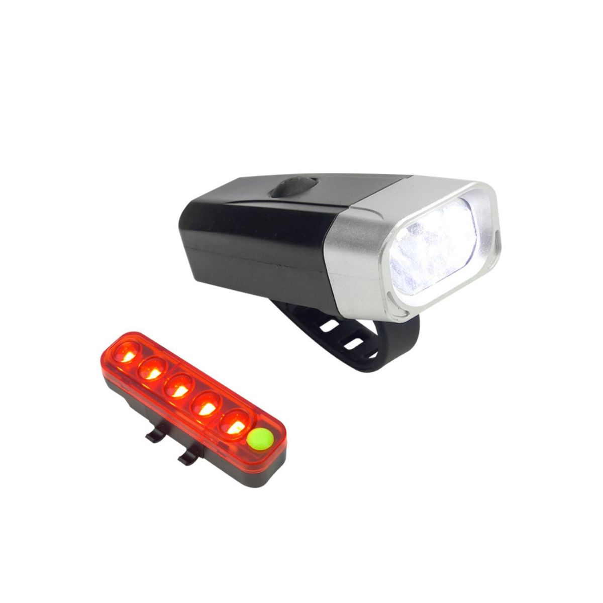 GENERICO - Set Luces Delantera Trasera 5 LED Recargable Bicicleta