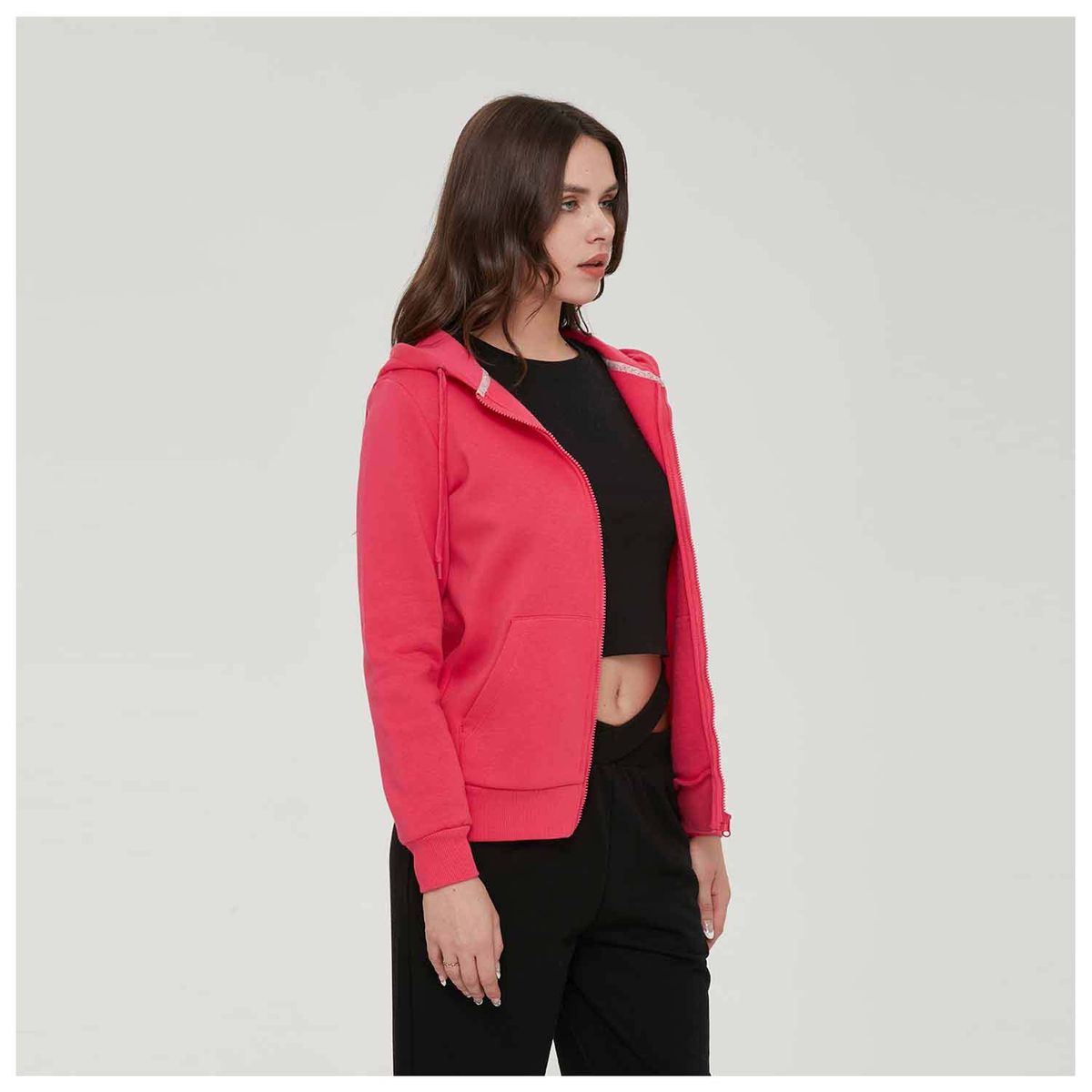 FASHION'S PARK - Polerón Mujer Básico Hoodie Fucsia Fashion's Park