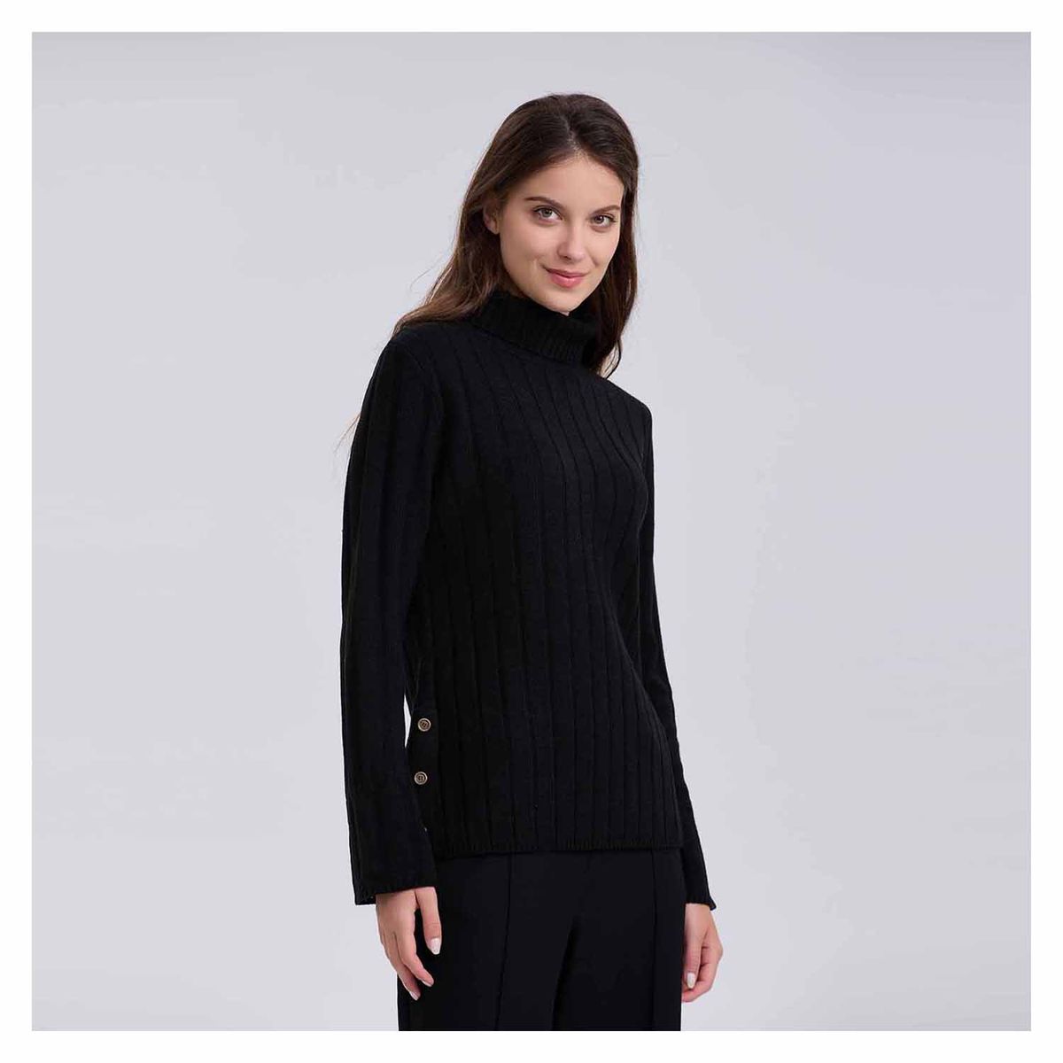 FASHION'S PARK - Sweater Mujer Botones Negro Fashion's Park