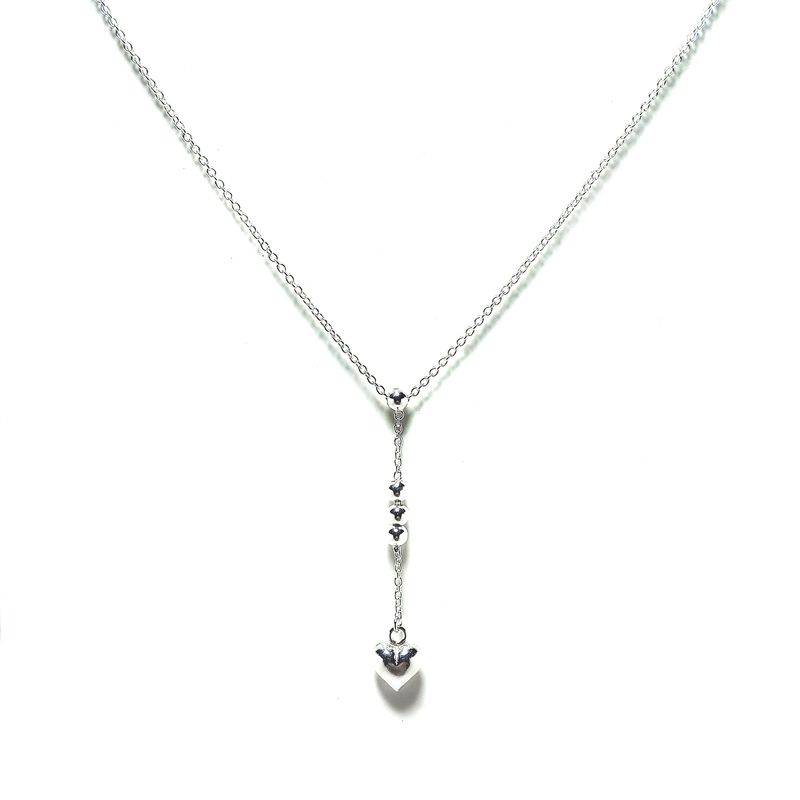 ANDREA COGGIOLA JOYAS - Collar Corazón 4 Pelotitas Plata Fina 925 43cm