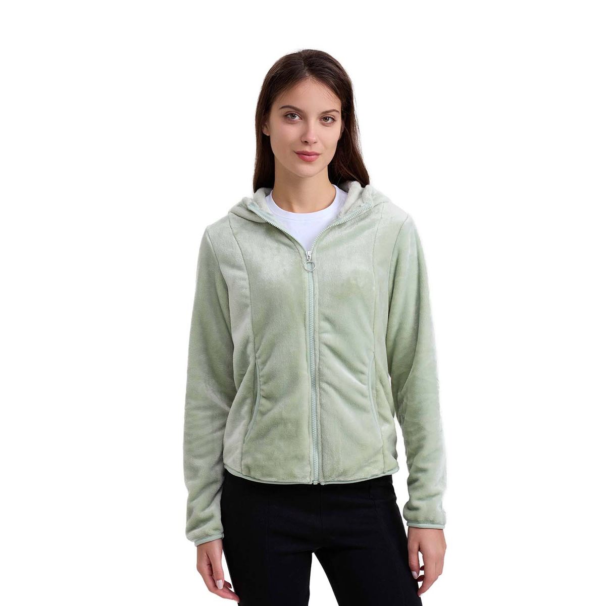 FASHION'S PARK - Polar Mujer Peludo Con Bolsillo Verde Claro Fashion's Park
