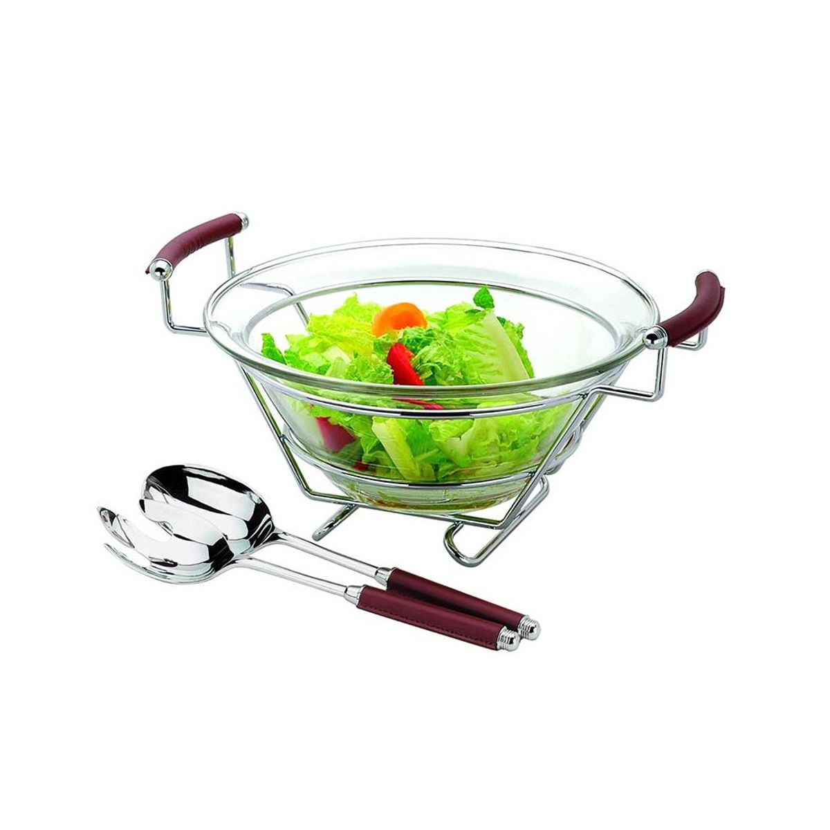 REGENT - Ensaladera Vidrio Con 2 Utensilios