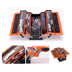 GENERICO - Caja Herramientas 85 Pcs Niveles Plegable Metal Cromo