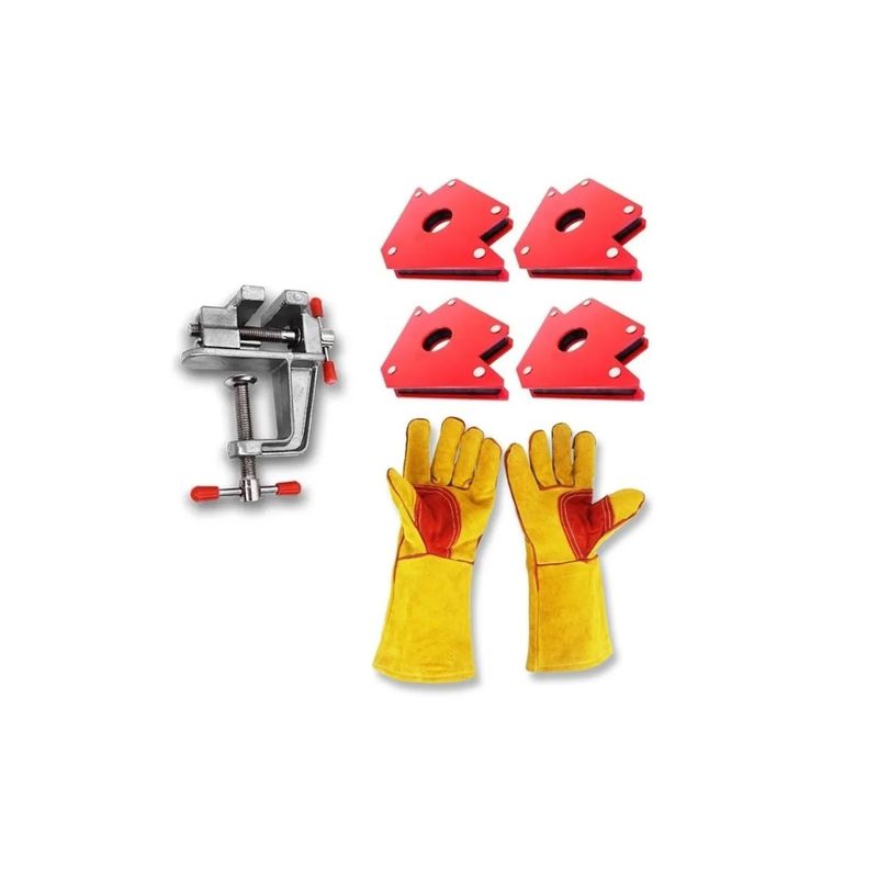 GENERICO - Kit Escuadra Magnetica Soldar + Guantes+mini Tornillador
