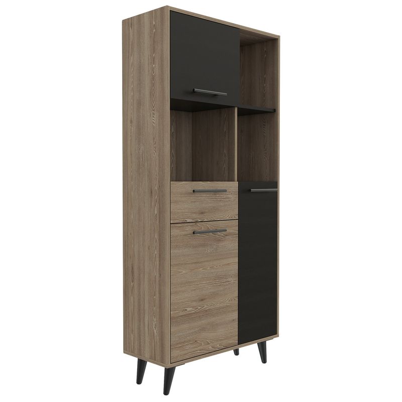 FMFURNITURE - Biblioteca - Café Claro y Negro 160x72x30.6 cm