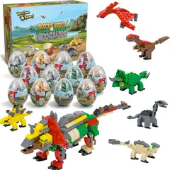 GENERICO - Bloques de construcción de dinosaurios/ 12 huevos.