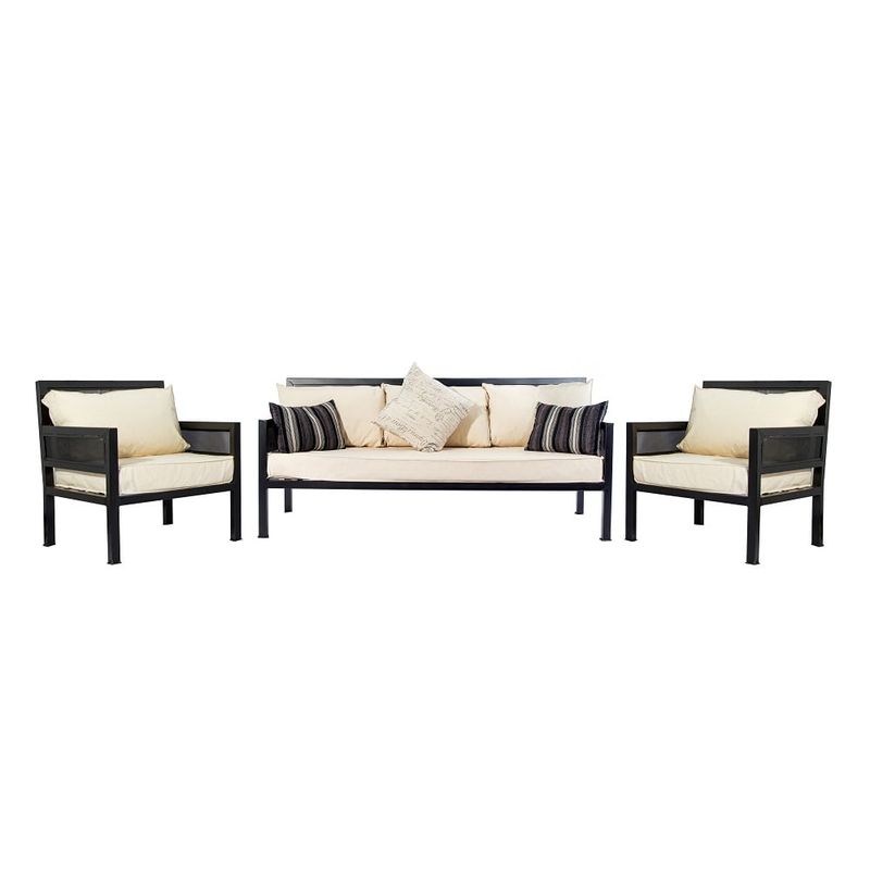 MUEBLES Y TERRAZAS - Juego de living de terraza metálico media malla