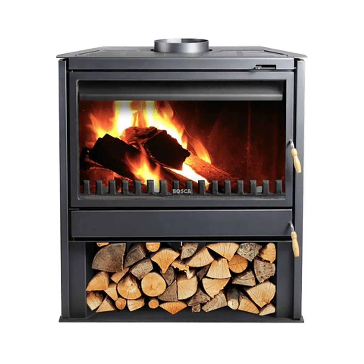 BOSCA - Pack Calefactor a Leña Chimenea freestanding 850 + Kit Instalación