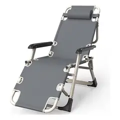 GENERICO - Silla cama asoleadora para camping y playa plegable gris