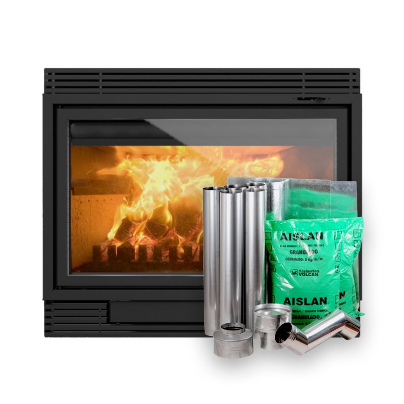BOSCA - Pack Calefactor Bosca a Leña Chimenea 1100 + Kit Instalacion Chimenea