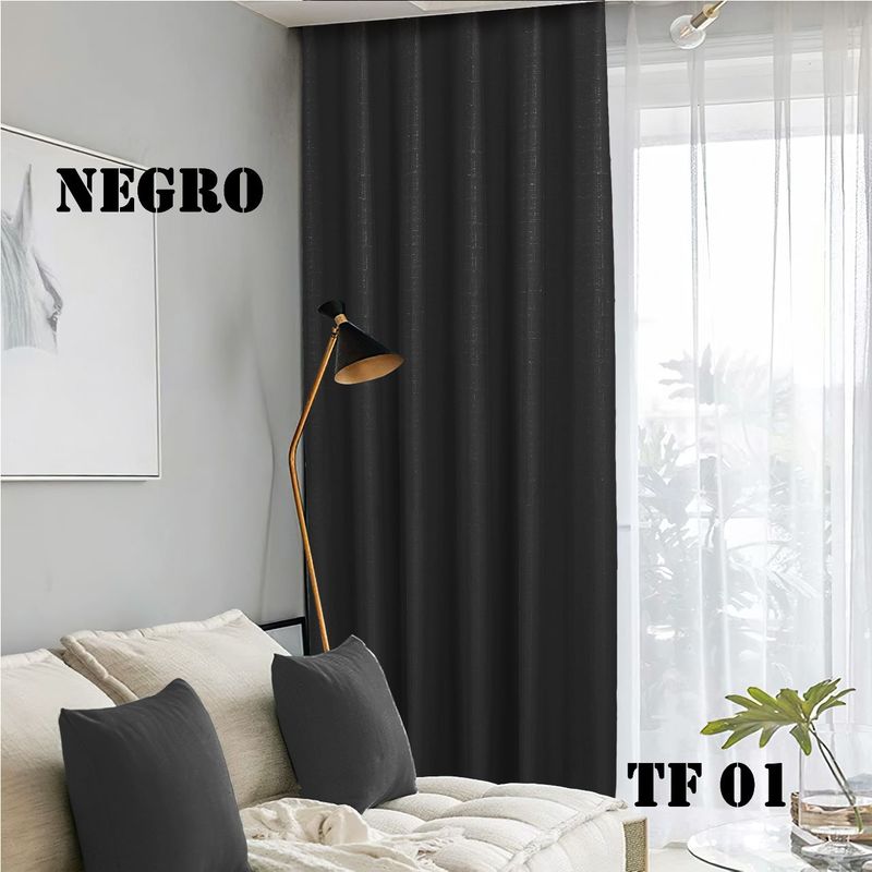 GENERICO - Cortina Blackout DE COLOR NEGRO  Engomada  2 lienzo 140x230 TF