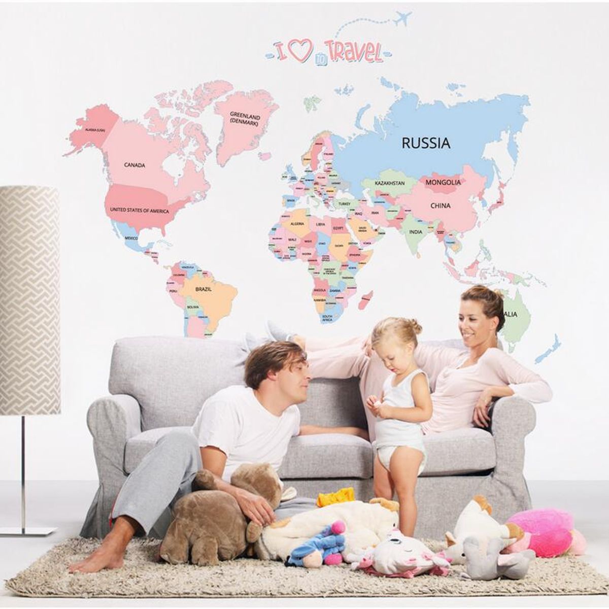 MY MOMI - Vinilo Mural Mapa Mundo 90x60 cm Sticker Pared Decoración Viaje Autoadhesivo pegatina stioker mural