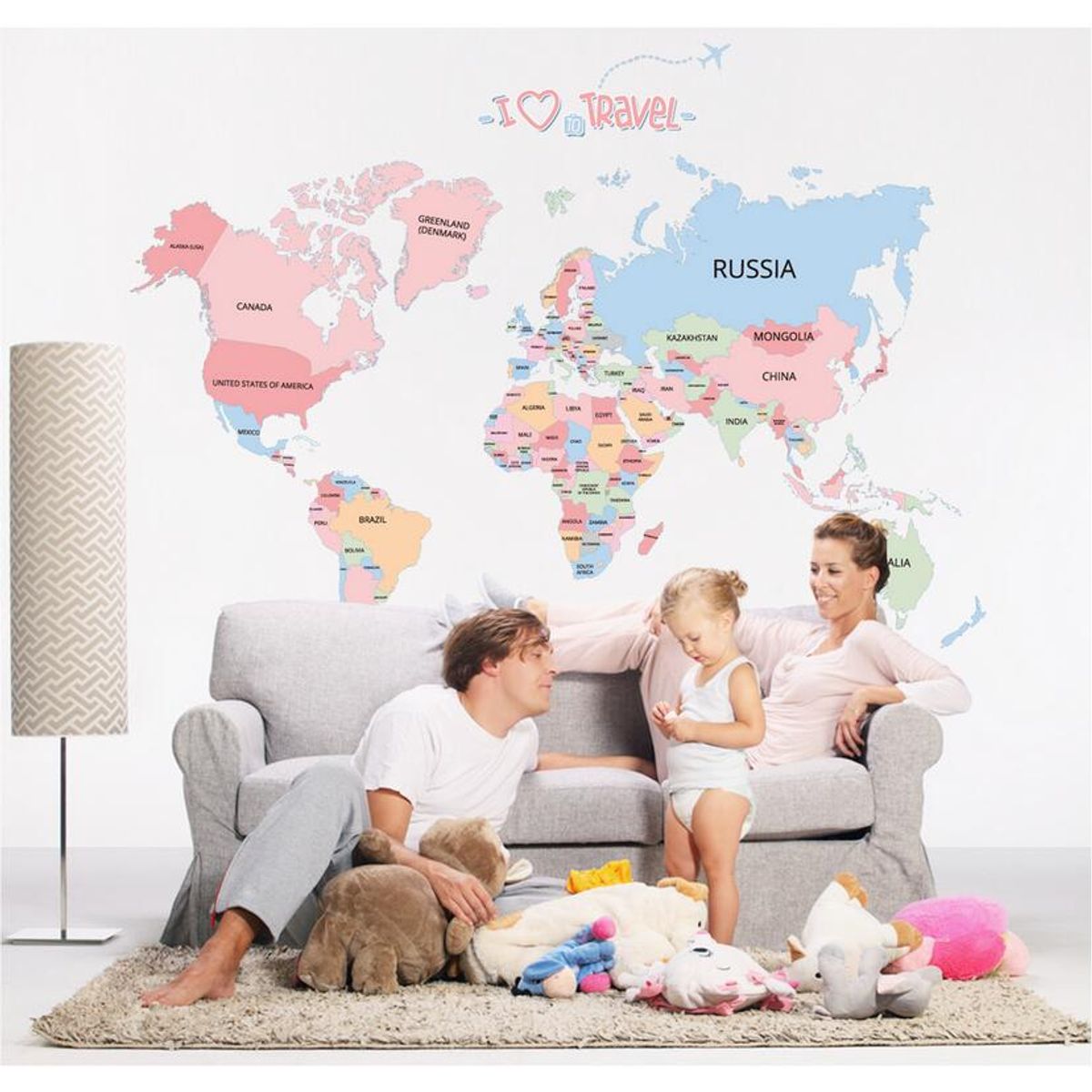 MY MOMI - Vinilo Mural Mapa Mundo 90x60 cm Sticker Pared Decoración Viaje Autoadhesivo pegatina stioker mural