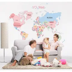 MY MOMI - Vinilo Mural Mapa Mundo 90x60 cm Sticker Pared Decoración Viaje Autoadhesivo pegatina stioker mural