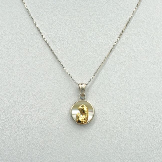 ELLA JOYAS - Conjunto Virgen Niña Plata Nacar Dublee