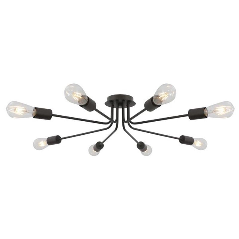 GENERICO - Lampara de techo metalica negra industrial moderna 8 luces