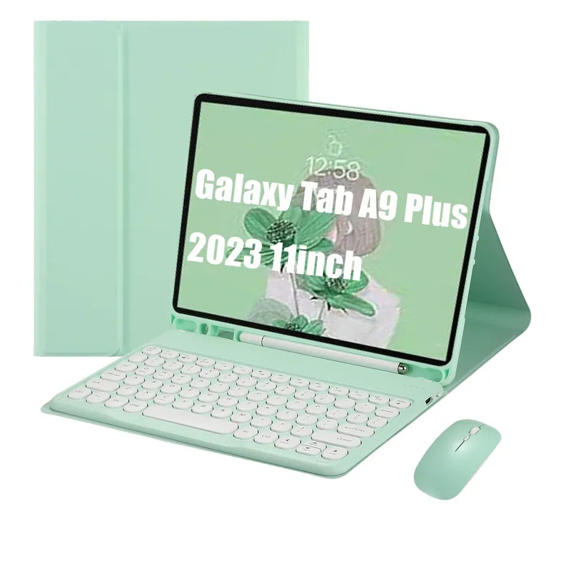 SHARGE - Teclado y Ratón Bluetooth para Galaxy Tab A9 Plus 2023 11in Verde ñ