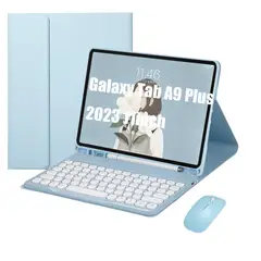 SHARGE - Teclado y Ratón Bluetooth para Galaxy Tab A9 Plus 2023 11in Azul ñ.