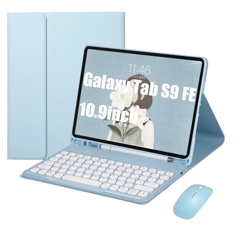 SHARGE - Teclado y Ratón Bluetooth para Galaxy Tab S9 FE 10.9in Azul Español.