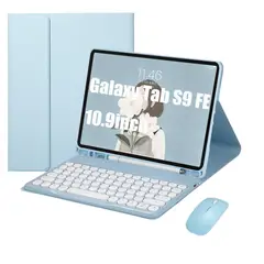 SHARGE - Teclado y Ratón Bluetooth para Galaxy Tab S9 FE 10.9in Azul Español