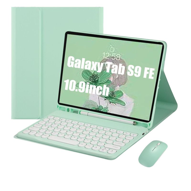 SHARGE - Teclado y Ratón Bluetooth para Galaxy Tab S9 FE 10.9in Verde Español