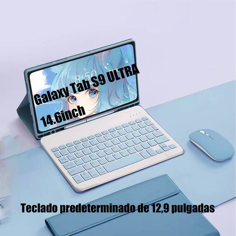 SHARGE - Teclado y Ratón Bluetooth para Galaxy Tab S9 Ultra 14.6in Azul ñ
