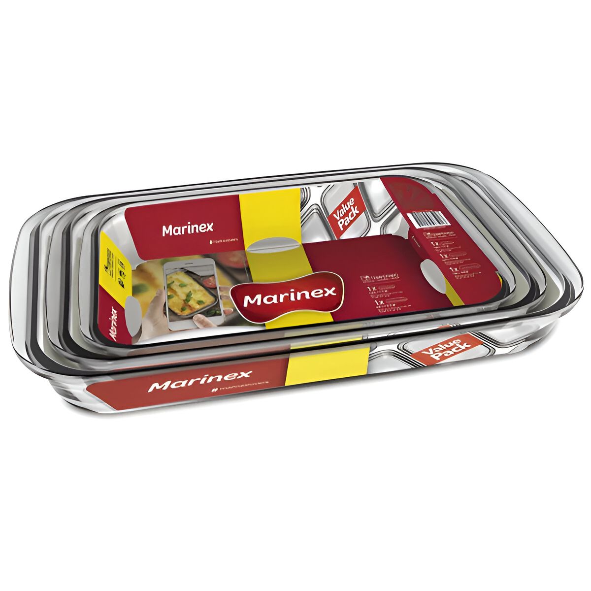 MARINEX - Set 3 Asaderas Rectangulares Marca Marinex Aptas Para Horno