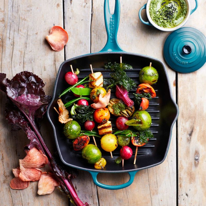 LE CREUSET - Skillet Grill Cuadrada 26Cm Azul Caribe