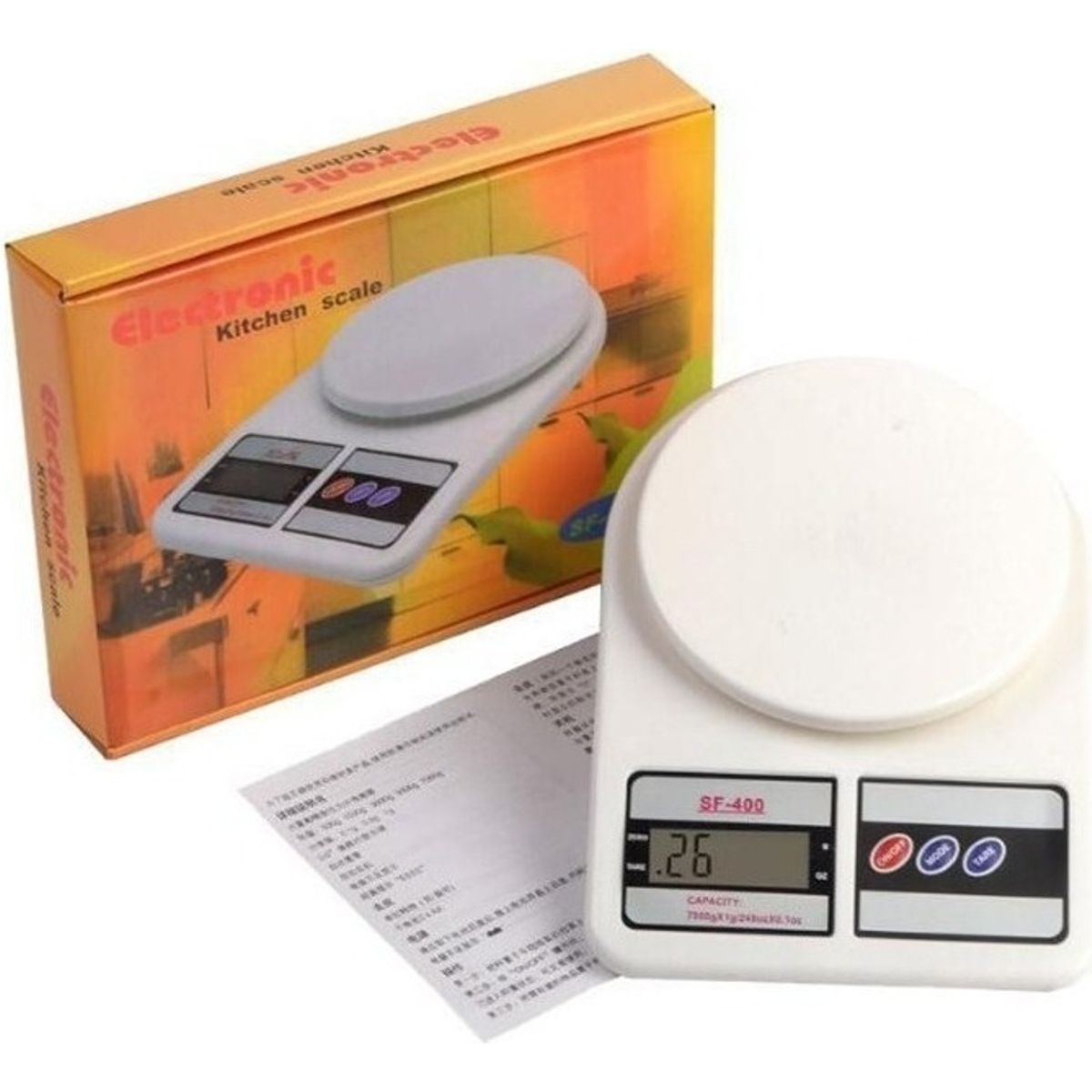 GENERICO - Balanza Pesa Digital Para Cocina Comercio 0 A 10kg Blanca