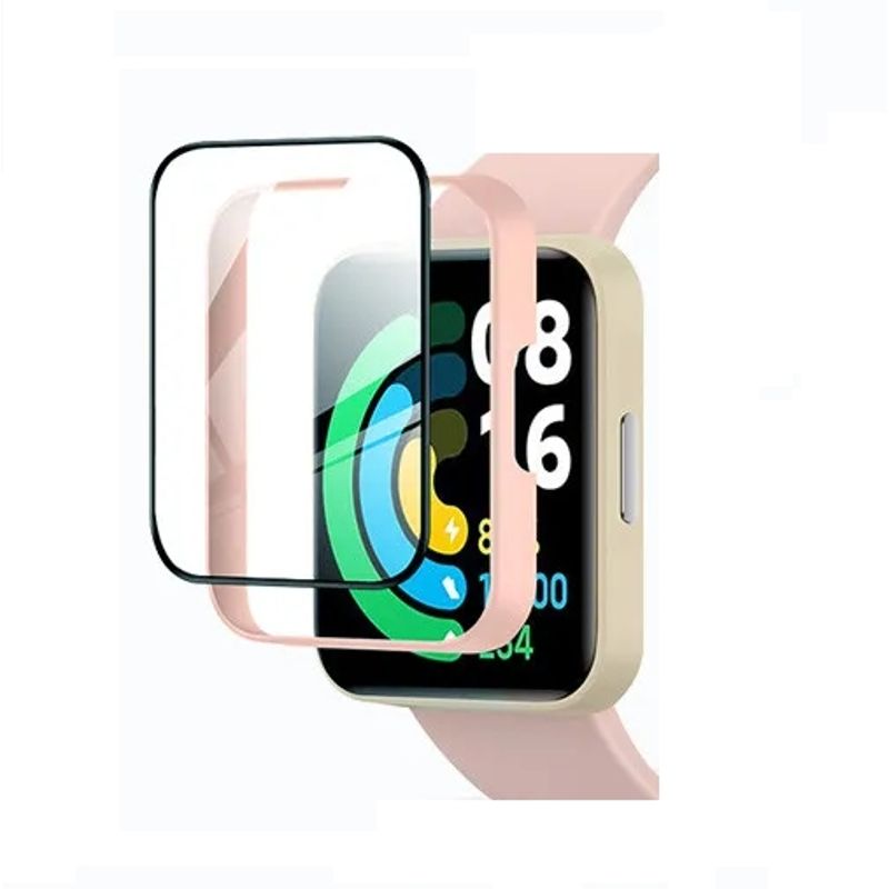 GENERICO - Protector Con Vidrio Para Xiaomi Redmi Watch 2 Lite / Rosa palido