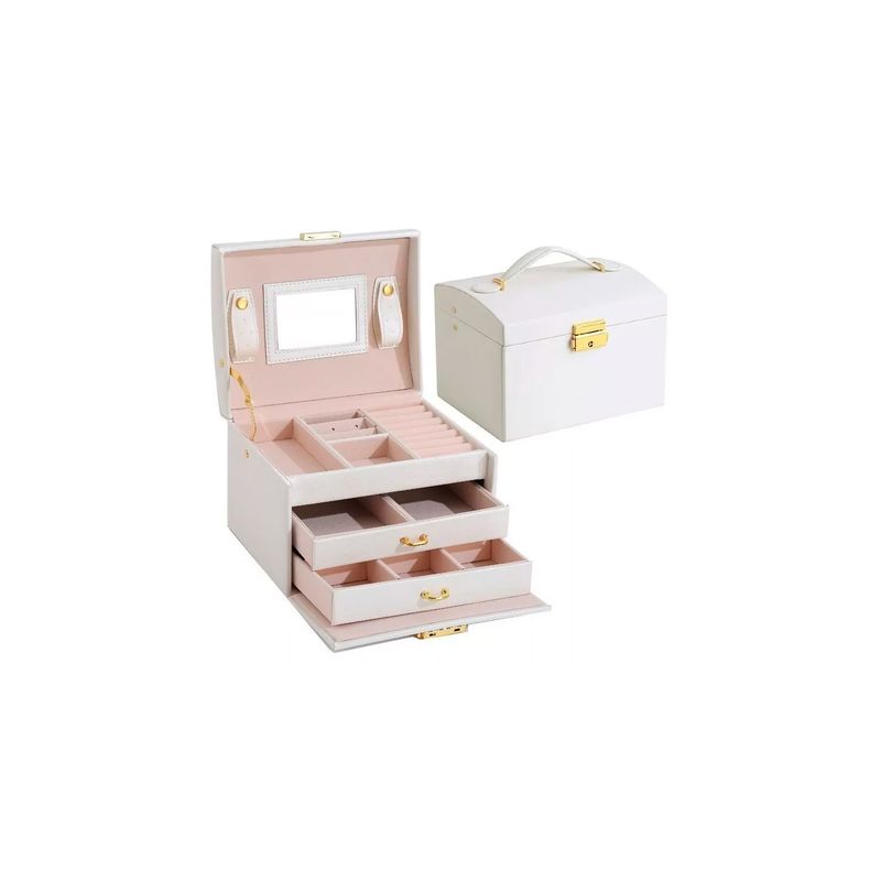 GENERICO - Joyero Caja De Joya Con Espejo Tipo Maleta Organizador Joyas