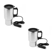 GENERICO - Pack X2 Vaso Auto Acero Tazon Mug 12v 480ml Térmico Auto