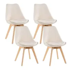 GENERICO - Pack 4 silla comedor Tulip Terciopelo - Beige