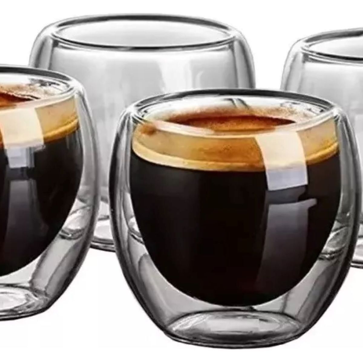 MUNDO MAGIA - Set 4 Mug Taza Café Vaso Doble Pared 80 Ml Vidrio Termica